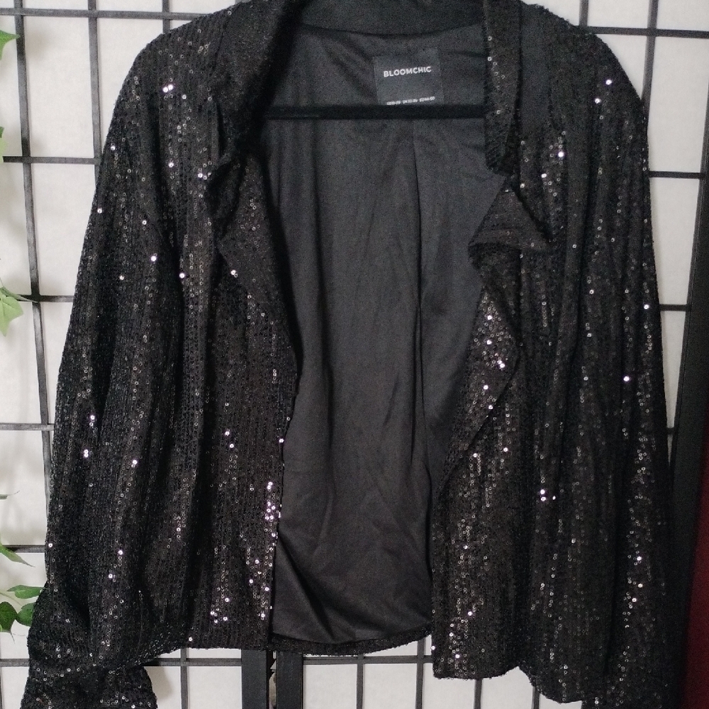 BLOOMCHIC Black Sequin Women's Jacket